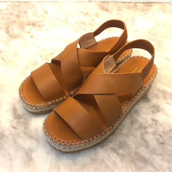 Cole Haan Cloud Vero Tan Espadrille Leather SlingBack Wedge Sandal -New - Picture 12 of 12